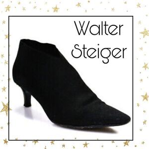 Walter Steiger Black Pointed Toe Ankle Boots 6 6B